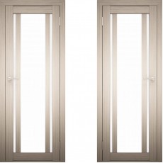 Дверное полотно АМАТИ-11 дуб беленый экошпон ПО-900 белое стекло