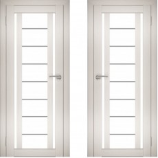 Дверное полотно АМАТИ-11 эшвайт экошпон ПО-800 белое стекло