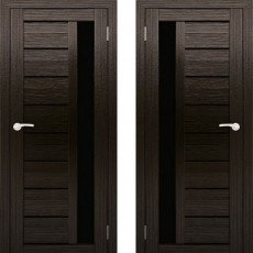 Дверное полотно АМАТИ-04 венге экошон ПО-800 черное стекло