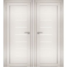 Дверное полотно АМАТИ-07 эшвайт экошпон ПО-900 белое стекло