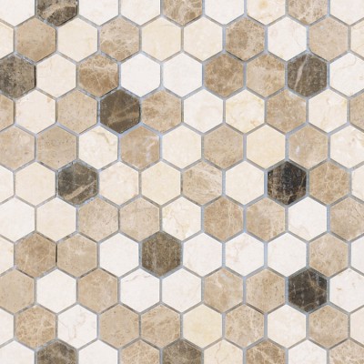 Мозаика из стекла и натурального камня Pietra Mix 1 MAT hex 18x30х6 (295x305)