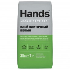 Клей плиточный белый "Hands" Mosaic PRO 25кг (C2TE) /64